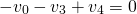 \begin{equation*}  -v_{0}-v_{3}+v_{4}=0 \end{equation*}