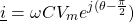 \begin{equation*}    \underline{i}=\omega C V_{m}e^{j(\theta-\frac{\pi}{2}})\=\omega C V_{m}e^{j\theta}e^{-j\frac{\pi}{2}} \end{equation*}