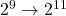 2^9 \rightarrow 2^{11}