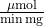 \frac{ \mathrm{\mu mol} }{ \mathrm{min} \, \mathrm{mg} }