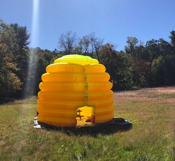 Inflatable skep model during the day