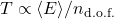 T \propto \langle E \rangle / n_{\rm d.o.f.}