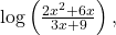 \,\mathrm{log}\left(\frac{2{x}^{2}+6x}{3x+9}\right),