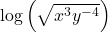 \mathrm{log}\left(\sqrt{{x}^{3}{y}^{-4}}\right)