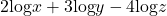 2\mathrm{log}x+3\mathrm{log}y-4\mathrm{log}z