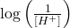 \,\mathrm{log}\left(\frac{1}{\left[{H}^{+}\right]}\right)\,