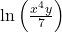 \,\mathrm{ln}\left(\frac{{x}^{4}y}{7}\right)\,