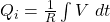  Q_i = \frac 1R \int V \ dt 